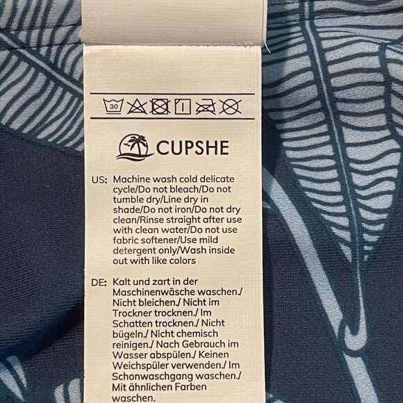 Cupshe Womens  Blue Leaf Print Bikini M Crisscross Back Side Tie Two-Piece Swim - Picture 7 of 9